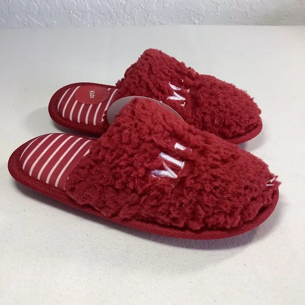Family Pajamas Mini Kid's Matching Holiday Slippers Red Size‎ 4-5